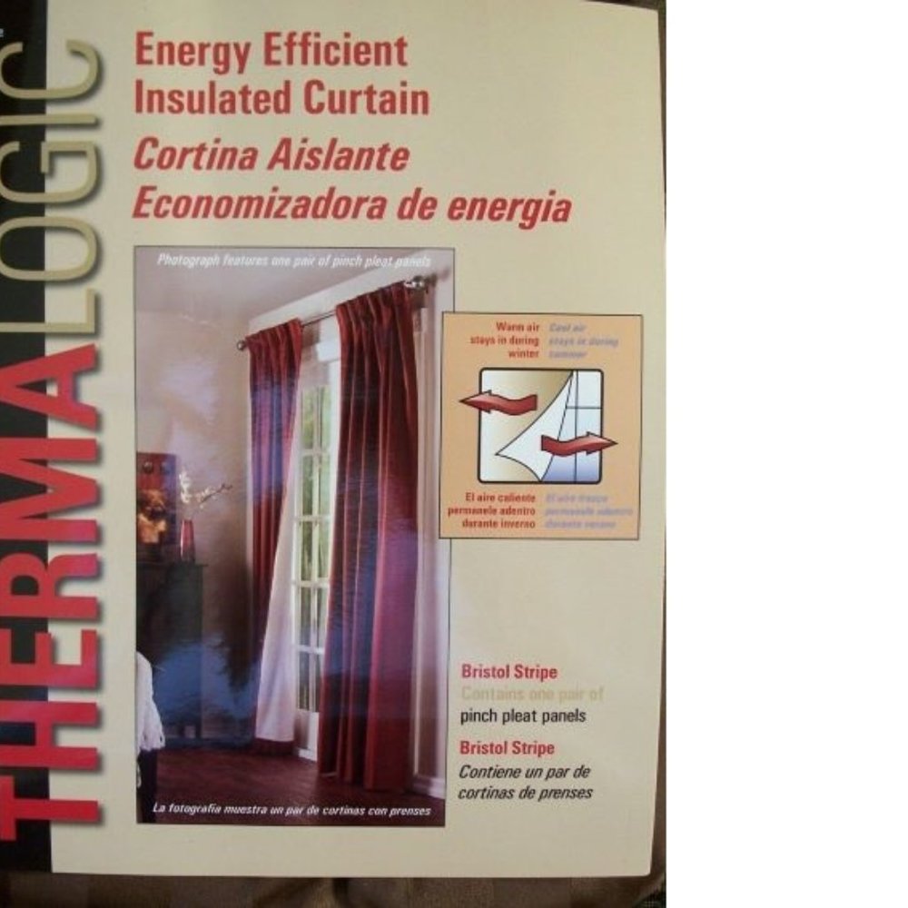 THERMALOGIC Energy Insulated Curtain 72X84 Chocolate Brown Bristol Stripe Panels